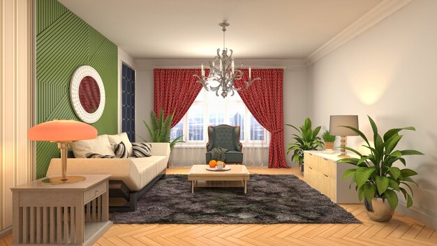 Illustration of the living room interior