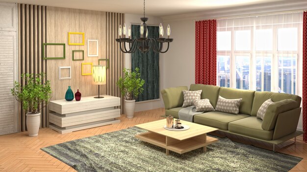 Illustration of the living room interior