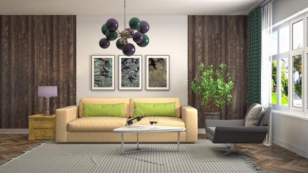 Illustration of the living room interior