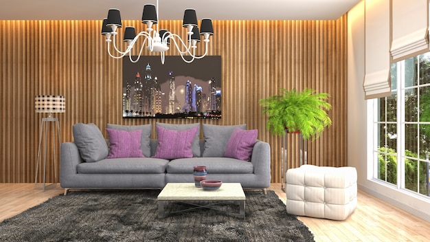 Illustration of the living room interior