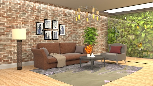 Illustration of the living room interior