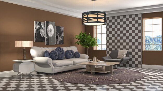 Illustration of the living room interior