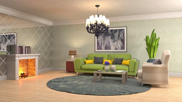 Illustration of the living room interior