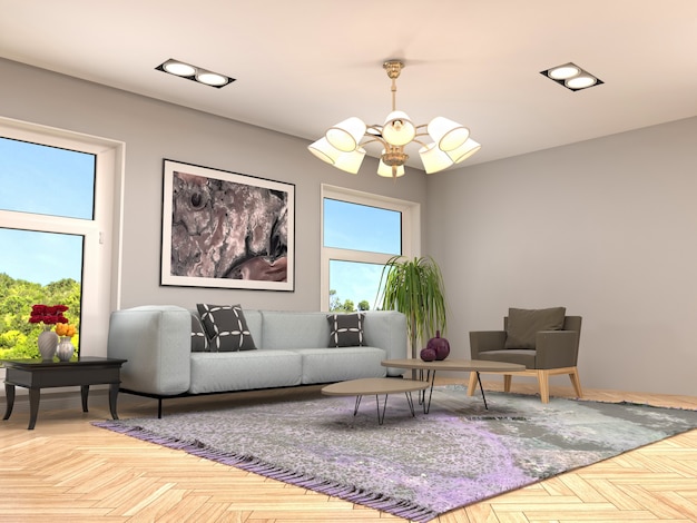 Illustration of the living room interior