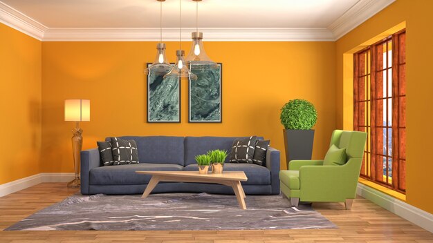 Illustration of the living room interior