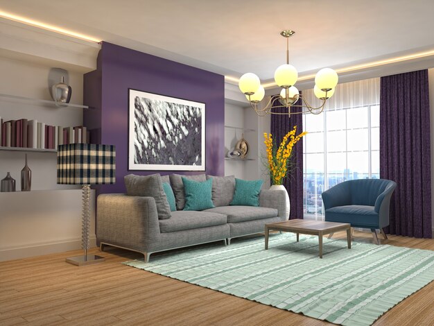 Illustration of the living room interior