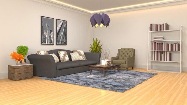 Illustration of the living room interior