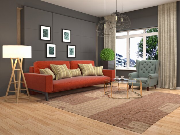 Illustration of the living room interior