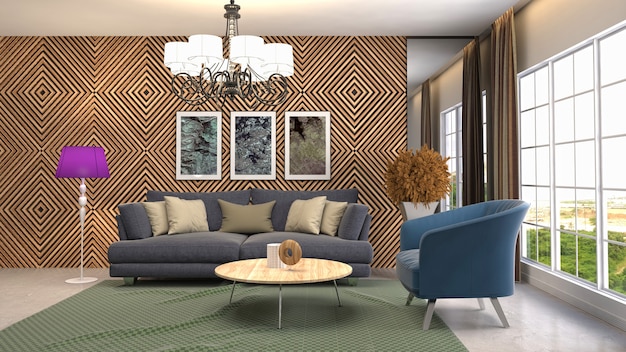 Illustration of the living room interior