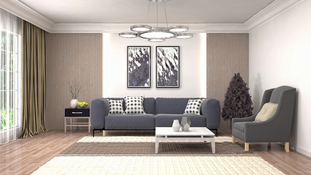 Illustration of the living room interior