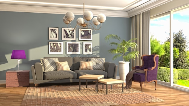 Illustration of the living room interior