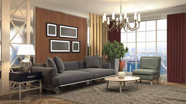 Illustration of the living room interior