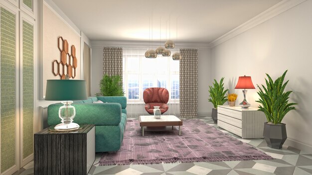 Illustration of the living room interior