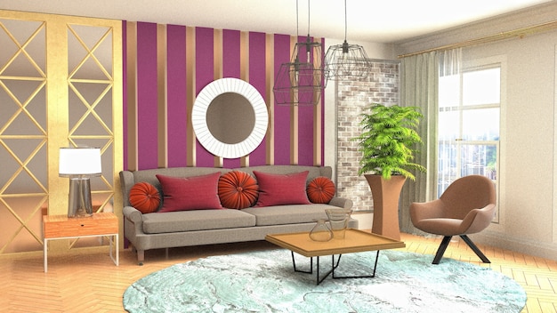 Illustration of the living room interior