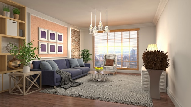 Illustration of the living room interior