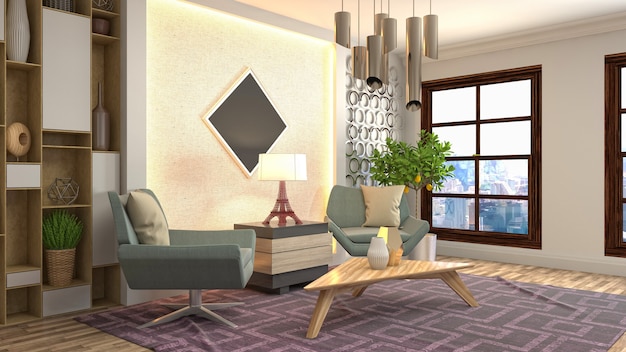 Illustration of the living room interior