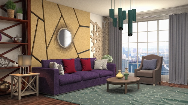 Illustration of the living room interior