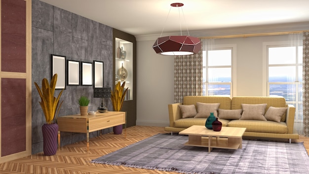 Illustration of the living room interior