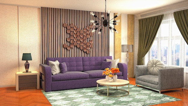 Illustration of the living room interior