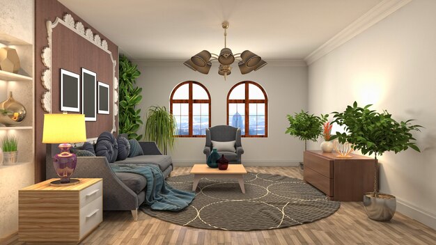 Illustration of the living room interior