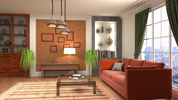 Illustration of the living room interior