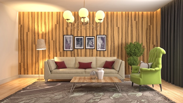 Illustration of the living room interior