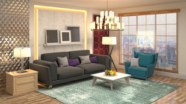 Illustration of the living room interior