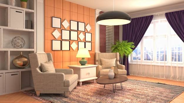 Illustration of the living room interior