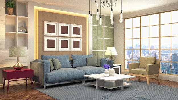 Illustration of the living room interior