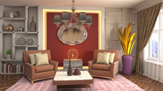 Premium Photo | Illustration of the living room interior