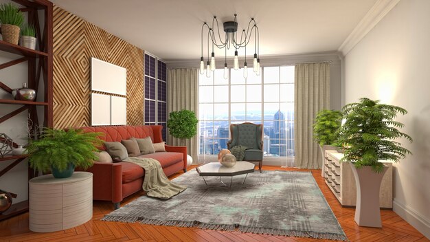 Illustration of the living room interior