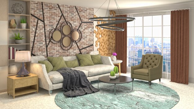 Illustration of the living room interior