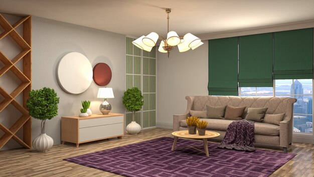 Illustration of the living room interior