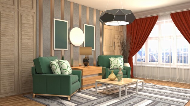 Illustration of the living room interior