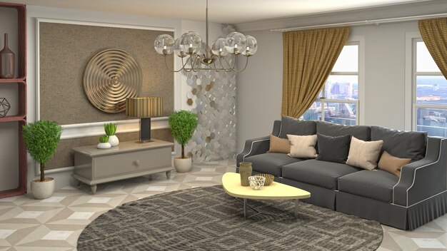 Illustration of the living room interior