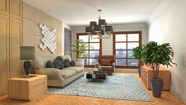 Illustration of the living room interior