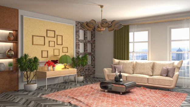 Illustration of the living room interior