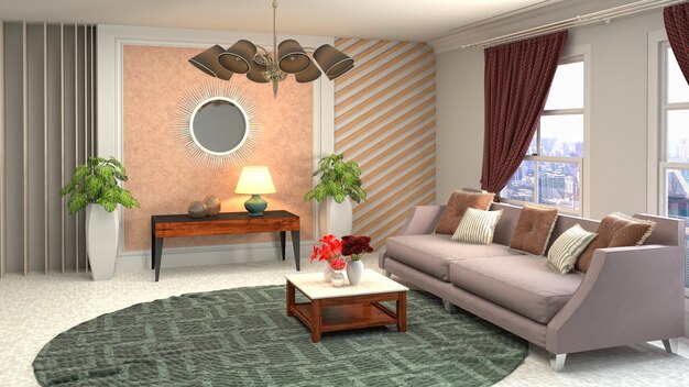 Illustration of the living room interior