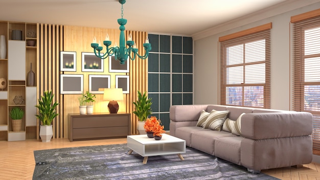 Illustration of the living room interior