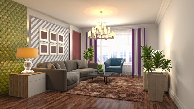 Illustration of the living room interior