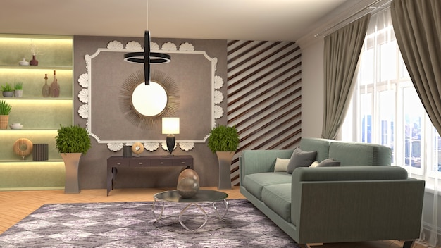 Illustration of the living room interior