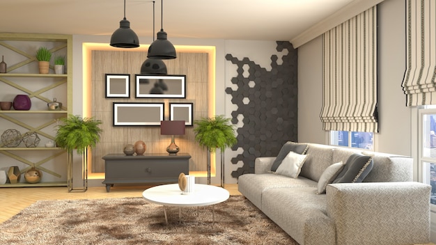 Illustration of the living room interior