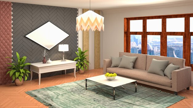 Illustration of the living room interior