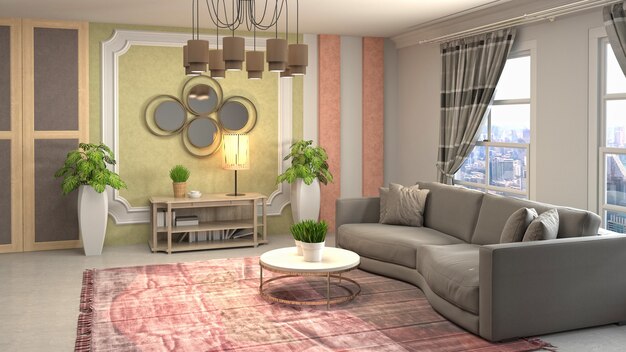 Illustration of the living room interior