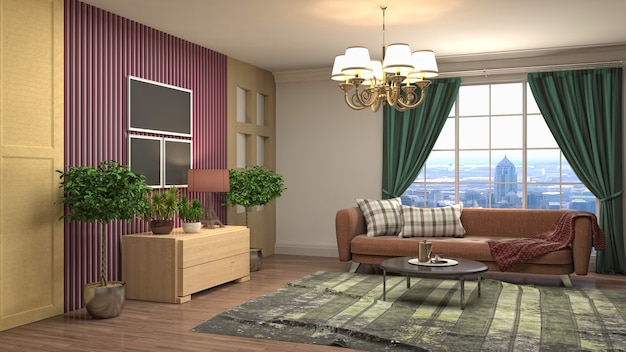 Illustration of the living room interior