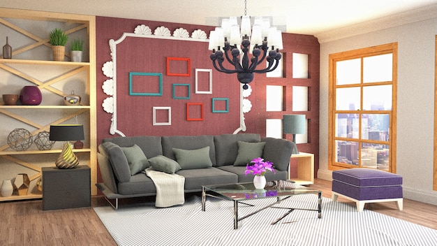 Illustration of the living room interior