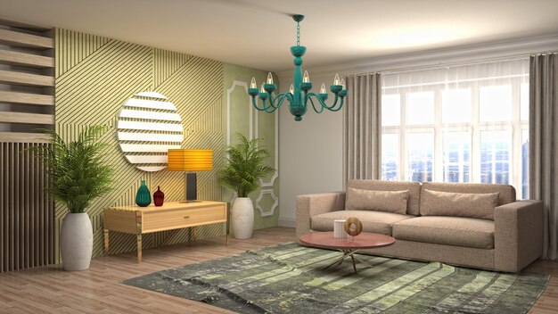 Illustration of the living room interior