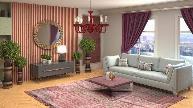 Illustration of the living room interior