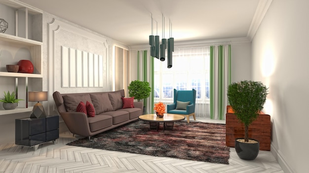 Illustration of the living room interior