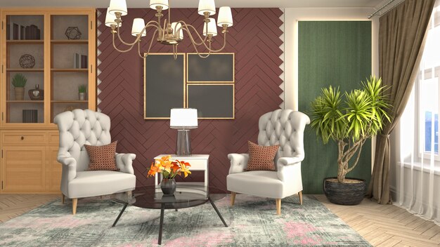 Illustration of the living room interior